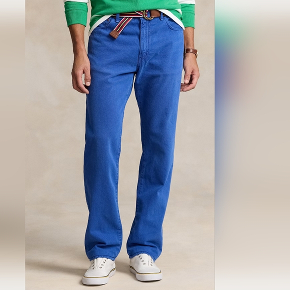 NWT Polo Ralph Lauren Blue Garment Dyed Varick Slim Straight Jeans 52Bx30 - Picture 1 of 7